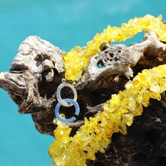 The Cleopatra Collection/ Yellow Citrine Glass Necklace - Picture 4 of 5